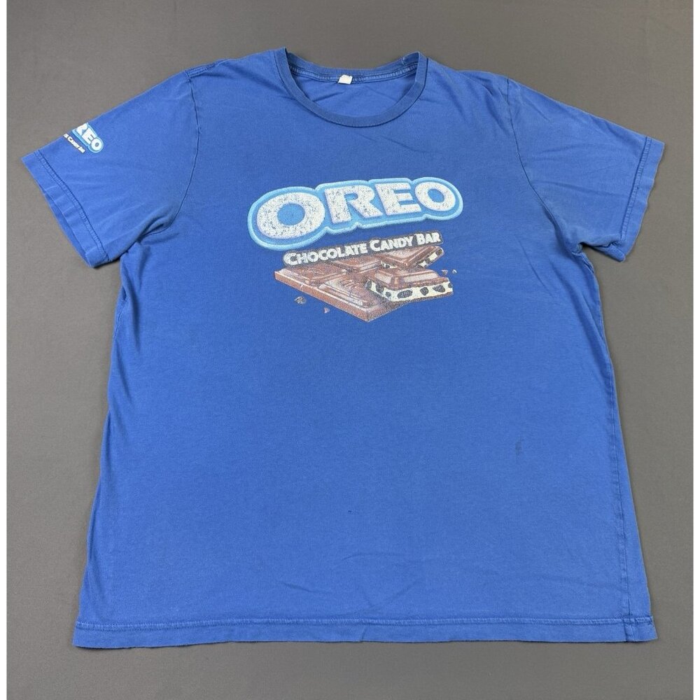Rare Vintage Y2K Oreo Chocolate Candy Bar Art Snack Food Promo Blue Tee